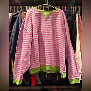Natural Life Green and Pink Knit Top